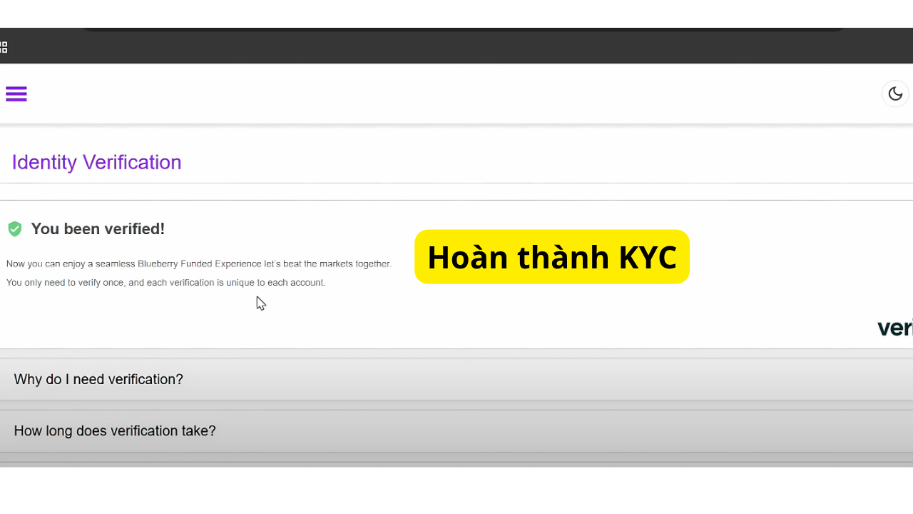 Hoàn thành KYC blueberry