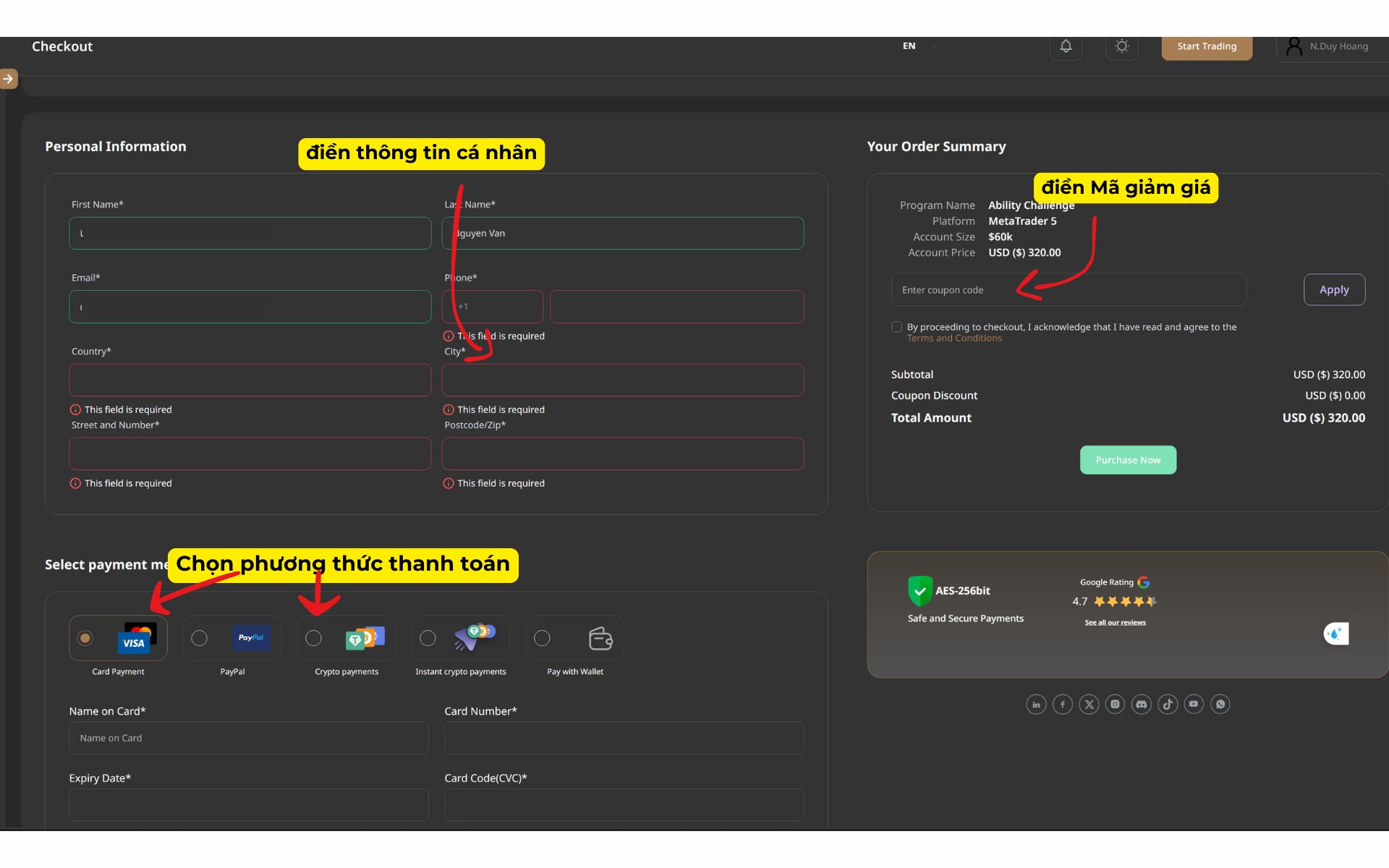Sử dụng mã giảm giá quỹ Audacity Capital